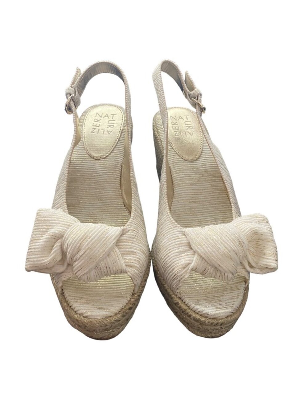 Naturalizer Womens Bettina Slingback Heels Wedge Sandals White Size 8.5M NIB